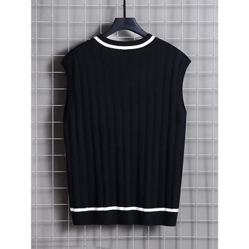 Мъжки потник, райета, лен, подплатено флисом, свободна кройка, V-образно деколте