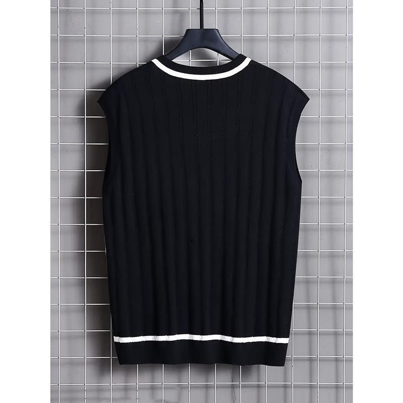 Мъжки потник, райета, лен, подплатено флисом, свободна кройка, V-образно деколте