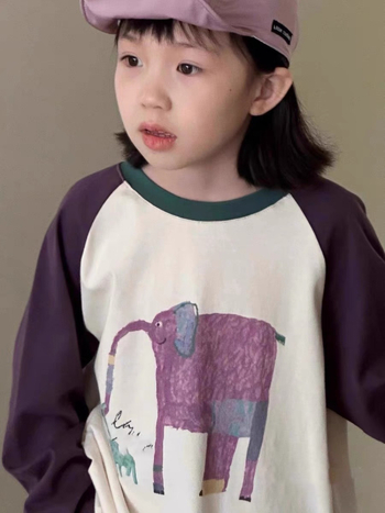 Dječja majica s dugim rukavima u korejskom stilu, 100% pamuk, crtani uzorak, okrugli izrez