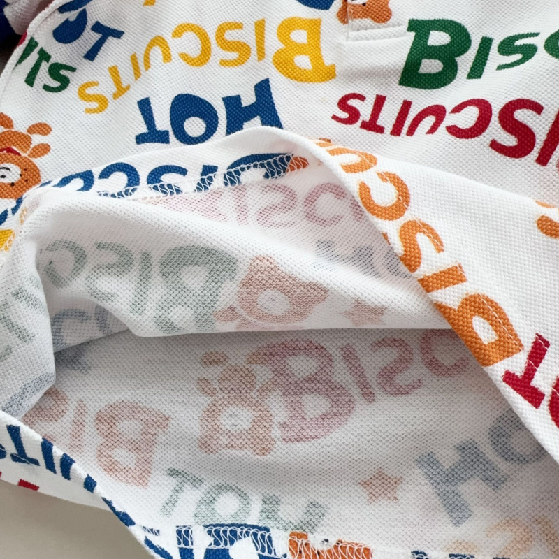 Dječja japanskog stila polo majica s kratkim rukavima - Ljeto, 95% pamuka, odvlači vlagu, okrugli vrat, uzorak životinja/crtani likovi, za djecu 3–8 godina (100–140 cm)