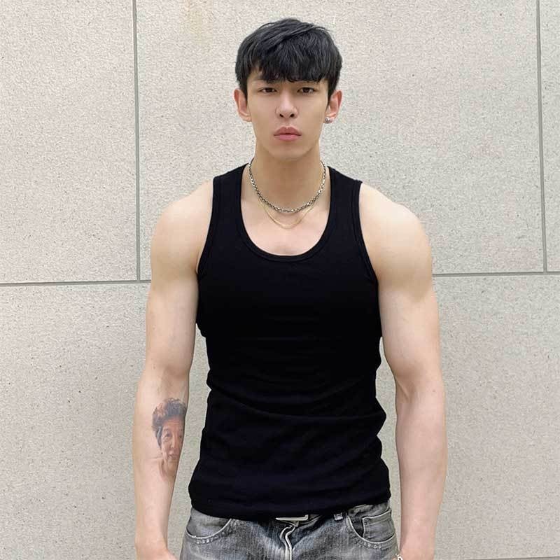 I-образна мъжка спортна жилетка – лека, дишаща, попиване на потта, Slim-fit, полиестер Milk Silk материя, едноцветен модел, подходяща за всички сезони