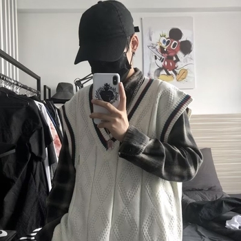 Πλεκτό ανδρικό γιλέκο με παγιέτες, ύφασμα Lyocell, 80% πολυεστέρας, στρογγυλός λαιμός