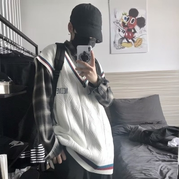 Πλεκτό ανδρικό γιλέκο με παγιέτες, ύφασμα Lyocell, 80% πολυεστέρας, στρογγυλός λαιμός