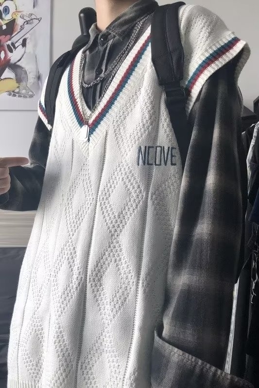 Πλεκτό ανδρικό γιλέκο με παγιέτες, ύφασμα Lyocell, 80% πολυεστέρας, στρογγυλός λαιμός