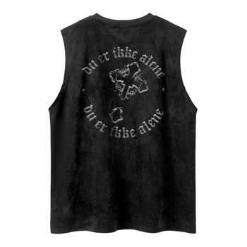 Безръкав потник, свободна кройка, ретро стил, 90% памук (памучна смес), принт с букви, лято 2025