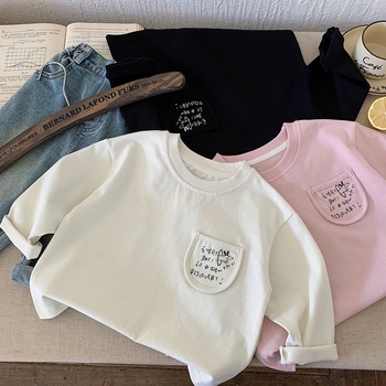 Dječje majice s dugim rukavima, korejski stil, slobodan kroj, 100% pamuk, okrugli izrez, za djecu od 3 do 8 godina