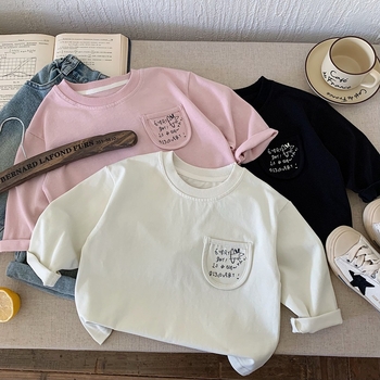 Dječje majice s dugim rukavima, korejski stil, slobodan kroj, 100% pamuk, okrugli izrez, za djecu od 3 do 8 godina