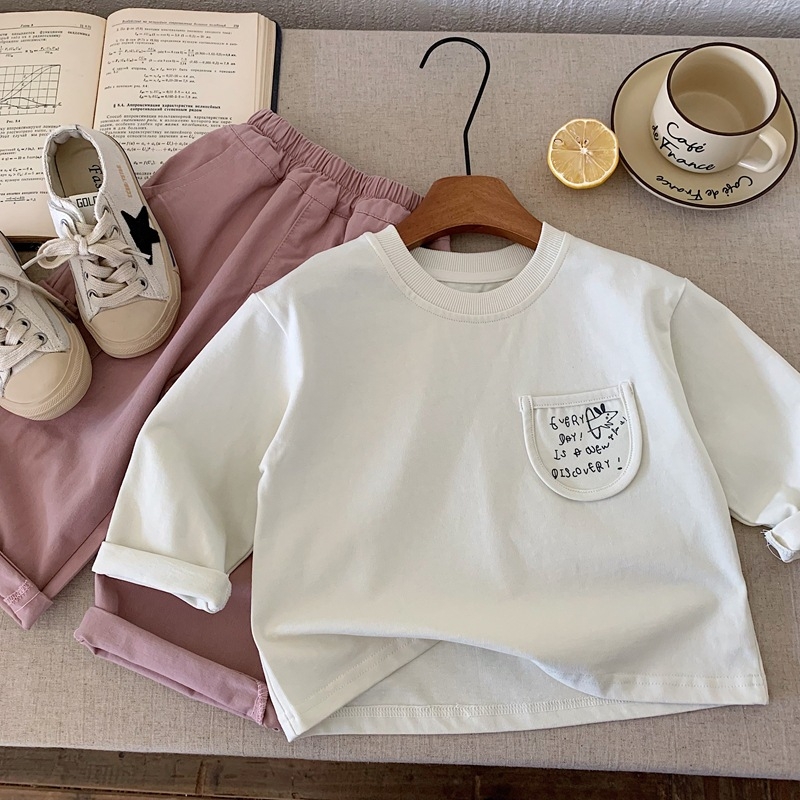Dječje majice s dugim rukavima, korejski stil, slobodan kroj, 100% pamuk, okrugli izrez, za djecu od 3 do 8 godina