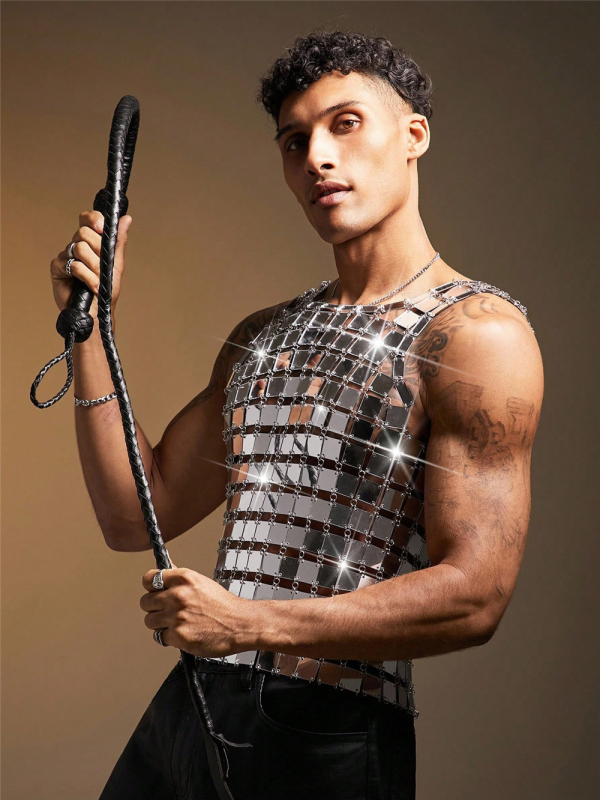 Мъжки потник с свободна кройка, едноцветен панк стил, полипропилен 90–95%, летен модел 2025