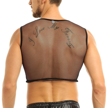 Безрукавка за мъже, тясна кройка, едноцветна, памук-полиестер смес (80% полиестер), принт дизайн, лятна дреха