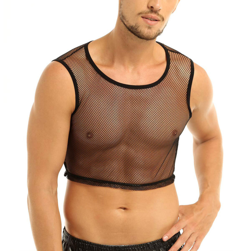 Безрукавка за мъже, тясна кройка, едноцветна, памук-полиестер смес (80% полиестер), принт дизайн, лятна дреха