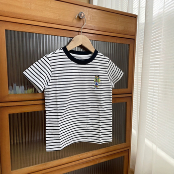 Dječje kratke majice s okruglim izrezom, unisex, karikatura medvjeda, ležerni kroj, pamuk 70–80%, za djecu 3–8 godina (100–140 cm) i preko 8 godina, proljeće-ljeto 2025