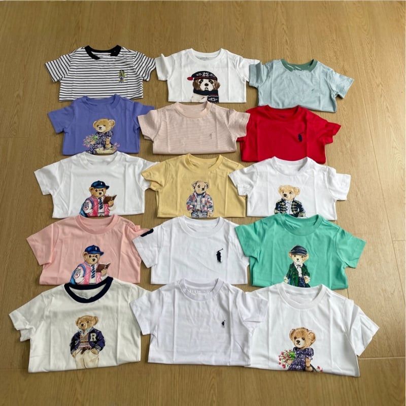 Dječje kratke majice s okruglim izrezom, unisex, karikatura medvjeda, ležerni kroj, pamuk 70–80%, za djecu 3–8 godina (100–140 cm) i preko 8 godina, proljeće-ljeto 2025