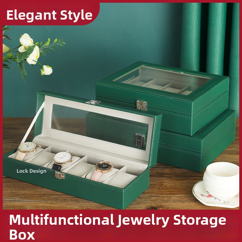 Dvostruko slojevita drvena kutija za nakit s prozirnim prozorom za satove i narukvice