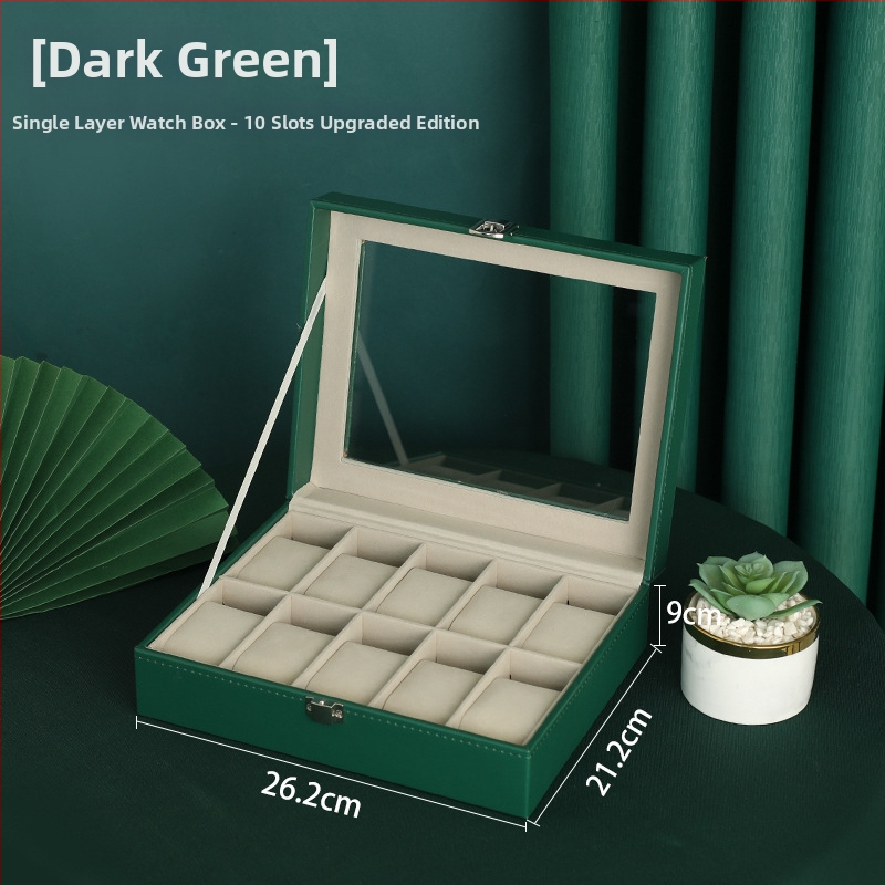 Dvostruko slojevita drvena kutija za nakit s prozirnim prozorom za satove i narukvice