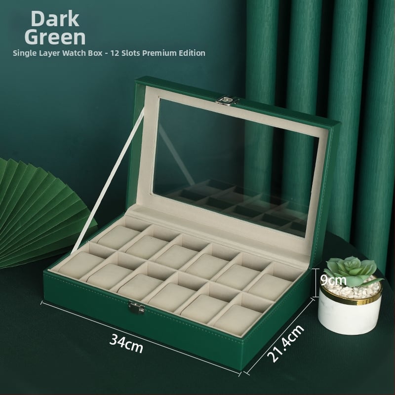 Dvostruko slojevita drvena kutija za nakit s prozirnim prozorom za satove i narukvice