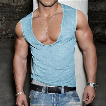 Мъжки потник – свободен силует, полиестрова материя, съдържание 95%, контурни шевове, прав ръб