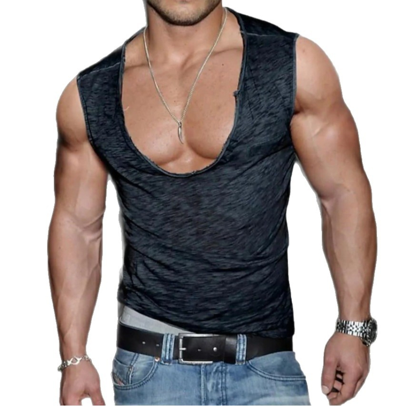 Мъжки потник – свободен силует, полиестрова материя, съдържание 95%, контурни шевове, прав ръб