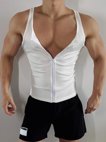 Спортен елек с цип, тясно прилепващ, едноцветна полиестерова тъкан (90–95%)