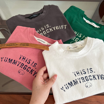 Dječja majica s dugim rukavima, korejskog stila, okrugli izrez, otisak slova na prsima, 95% pamuka