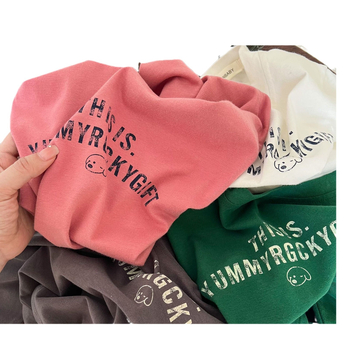 Dječja majica s dugim rukavima, korejskog stila, okrugli izrez, otisak slova na prsima, 95% pamuka