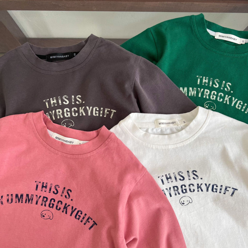 Dječja majica s dugim rukavima, korejskog stila, okrugli izrez, otisak slova na prsima, 95% pamuka