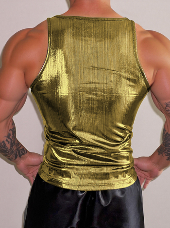 Спортен елек без ръкави с цип, тясна кройка, лъскав лаково кожен ефект; плат винилон-полиестер.