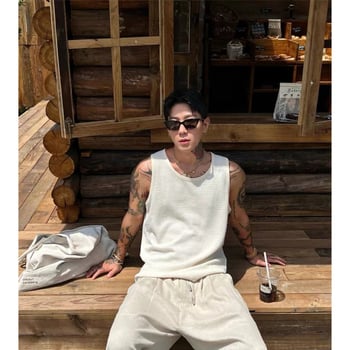 Безръкав плетен жилет с шарка на пчелна клетка и 3D жакардова текстура, тясна кройка, полиестер 95%, прав подгъв