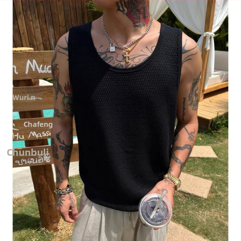 Безръкав плетен жилет с шарка на пчелна клетка и 3D жакардова текстура, тясна кройка, полиестер 95%, прав подгъв