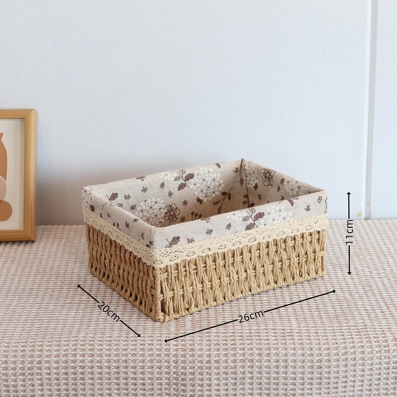 Pleteni koš za pohranu, japanski stil, 18L kapacitet, papirni materijal, pogodan za pohranu u automobilu, s tiskom loga