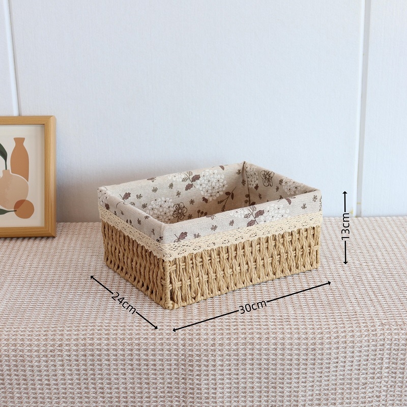 Pleteni koš za pohranu, japanski stil, 18L kapacitet, papirni materijal, pogodan za pohranu u automobilu, s tiskom loga