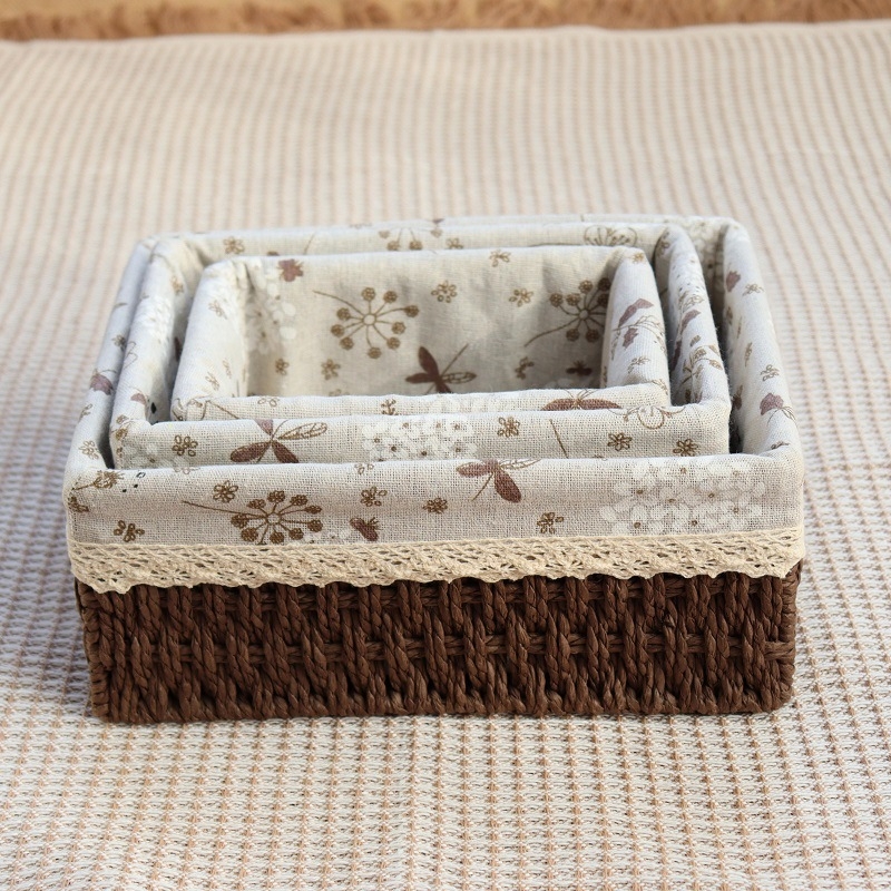 Pleteni koš za pohranu, japanski stil, 18L kapacitet, papirni materijal, pogodan za pohranu u automobilu, s tiskom loga