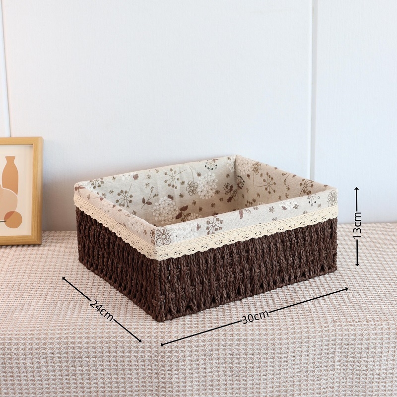 Pleteni koš za pohranu, japanski stil, 18L kapacitet, papirni materijal, pogodan za pohranu u automobilu, s tiskom loga