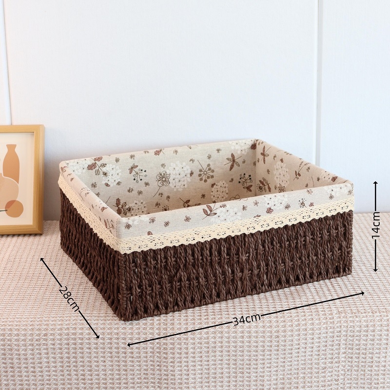 Pleteni koš za pohranu, japanski stil, 18L kapacitet, papirni materijal, pogodan za pohranu u automobilu, s tiskom loga