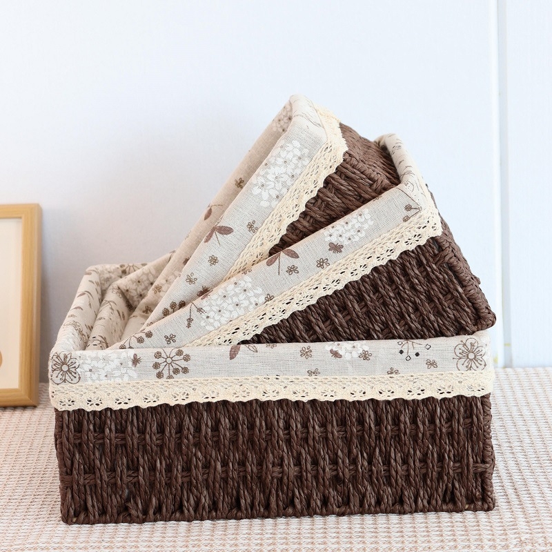 Pleteni koš za pohranu, japanski stil, 18L kapacitet, papirni materijal, pogodan za pohranu u automobilu, s tiskom loga