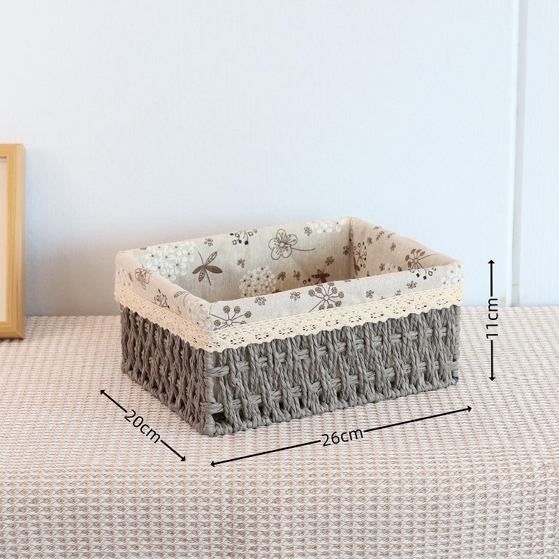 Pleteni koš za pohranu, japanski stil, 18L kapacitet, papirni materijal, pogodan za pohranu u automobilu, s tiskom loga