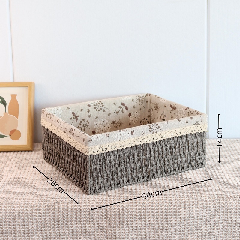 Pleteni koš za pohranu, japanski stil, 18L kapacitet, papirni materijal, pogodan za pohranu u automobilu, s tiskom loga