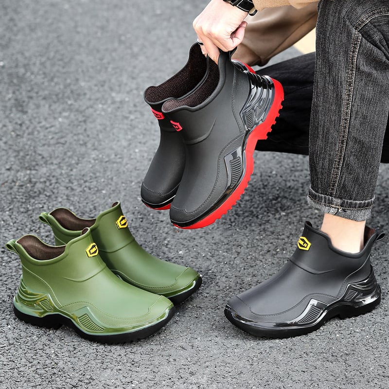 Muške kišne čizme, vodootporne, PU uložak, mrežasta podstava, niska visina čizme