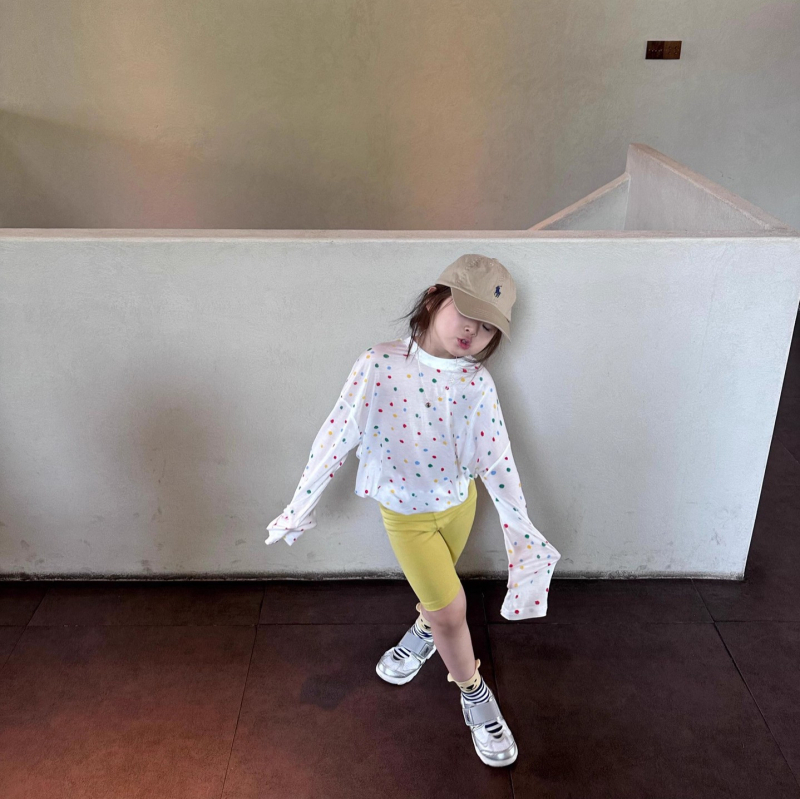 Unisex dječja pamučna majica s dugim rukavima, korejskog stila, crtani motiv s točkicama, UV zaštita, za dob 1–8 godina