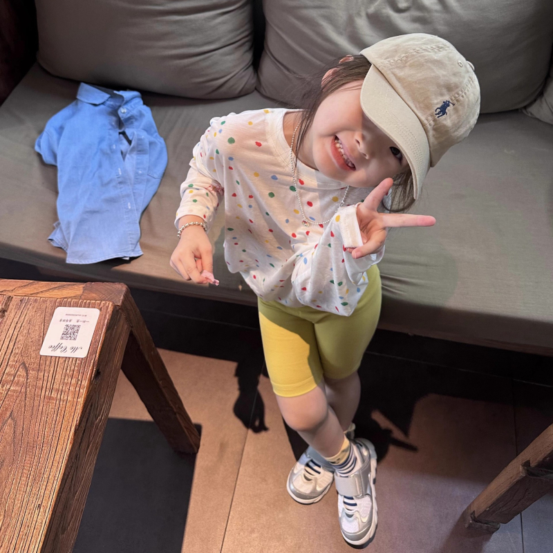 Unisex dječja pamučna majica s dugim rukavima, korejskog stila, crtani motiv s točkicama, UV zaštita, za dob 1–8 godina