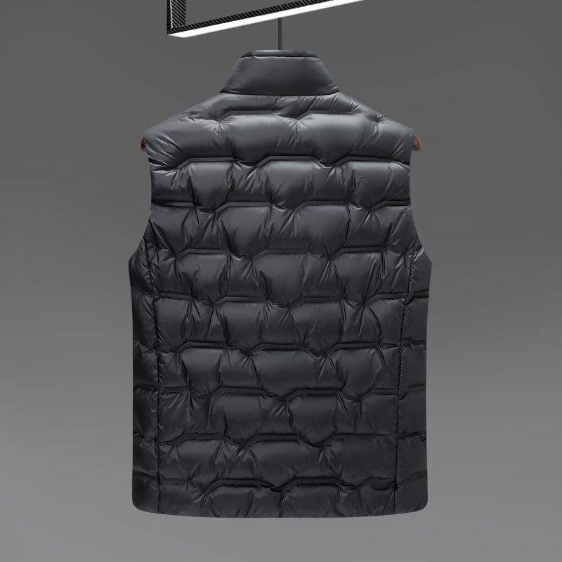 Vesta bărbătească din puf – fără mâneci, fără glugă, umplutură: puf de rață, capacitate de umplere 79.9, material exterior: nylon, iarnă 2024