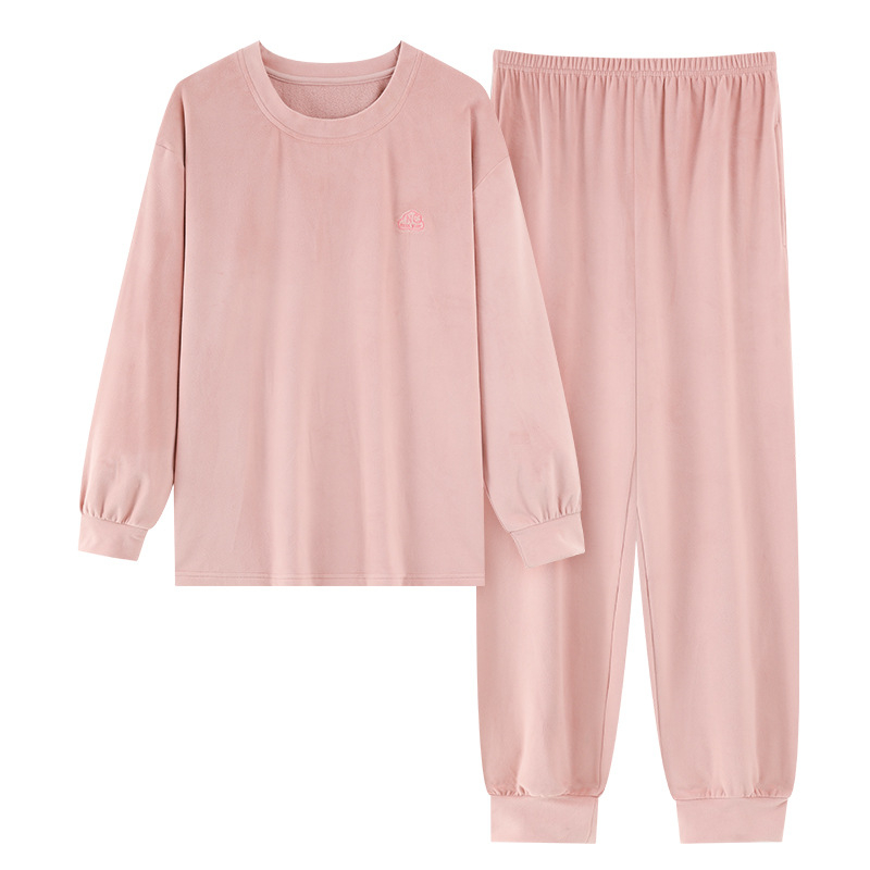 Island Velvet női pizsama készlet – fleece-lével bélelt, kerek nyakú, hosszú ujjú, tél 2025