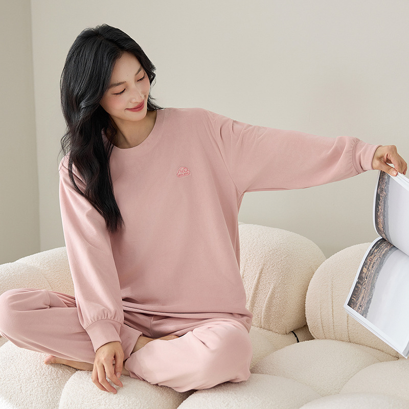 Island Velvet női pizsama készlet – fleece-lével bélelt, kerek nyakú, hosszú ujjú, tél 2025