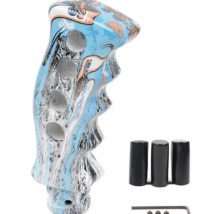  Univerzális váltókar gomb műgyantából graffiti mintával, univerzális kompatibilitás, négy furatos rögzítés