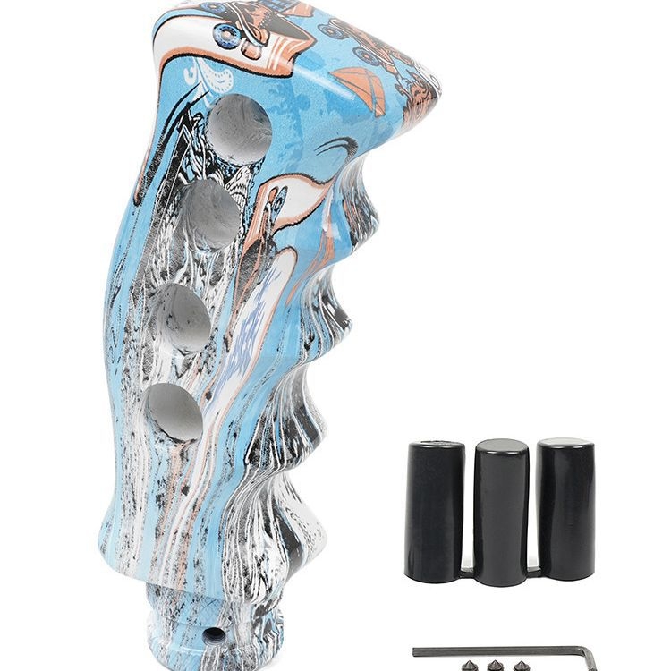  Univerzális váltókar gomb műgyantából graffiti mintával, univerzális kompatibilitás, négy furatos rögzítés