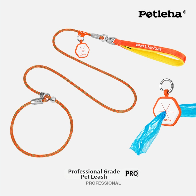 PETLEHA Pružni vodilica za trening psa s integriranim ovratnikom, ne teleskopski dizajn, poliester šnura i hardver od cinka