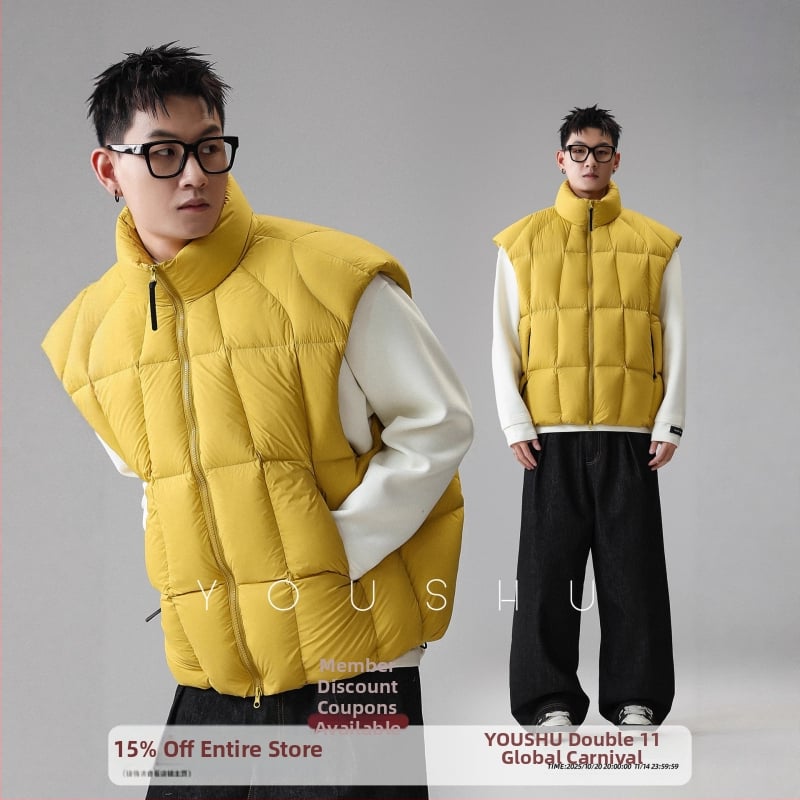 Muško zimsko jakna-žilлит s kapuljком od perja, 81–85% sadržaj perja, 100–150 g punjenje, zatvarač, duljina 50–65 cm