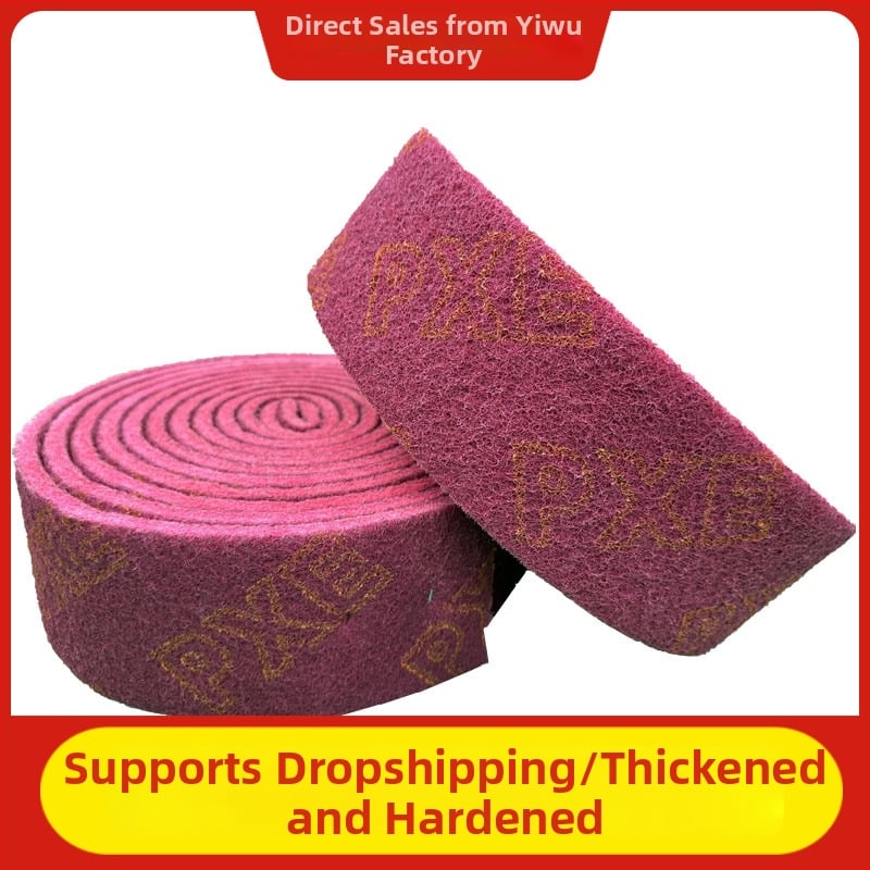 Burete abraziv pentru vase și boluri, bază din nylon, acoperire abrazivă cu emery, fibre de corind brun