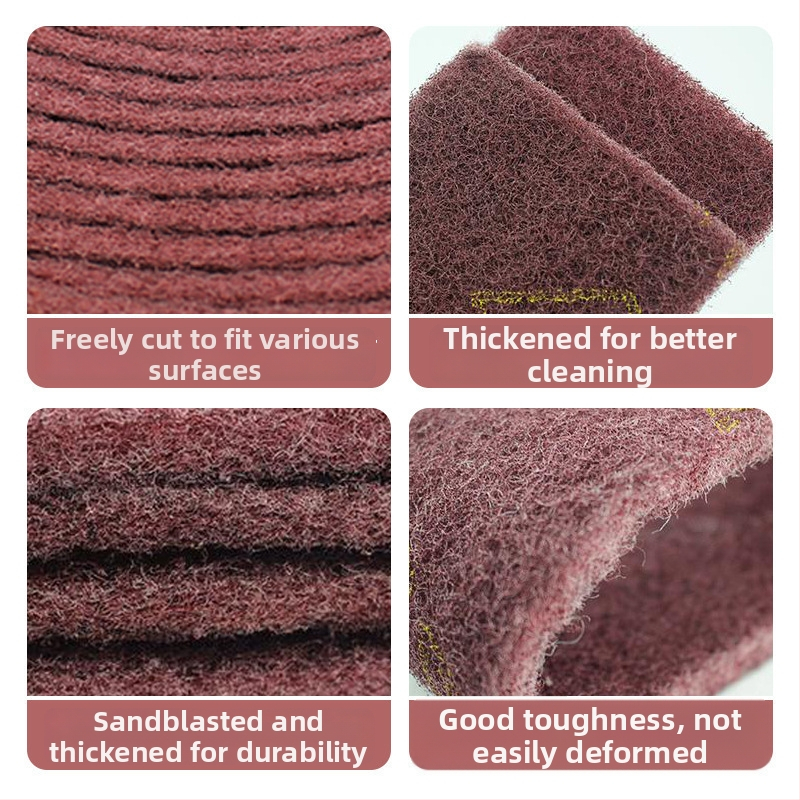 Burete abraziv pentru vase și boluri, bază din nylon, acoperire abrazivă cu emery, fibre de corind brun