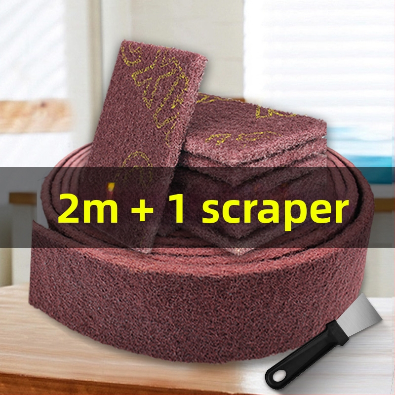 Burete abraziv pentru vase și boluri, bază din nylon, acoperire abrazivă cu emery, fibre de corind brun